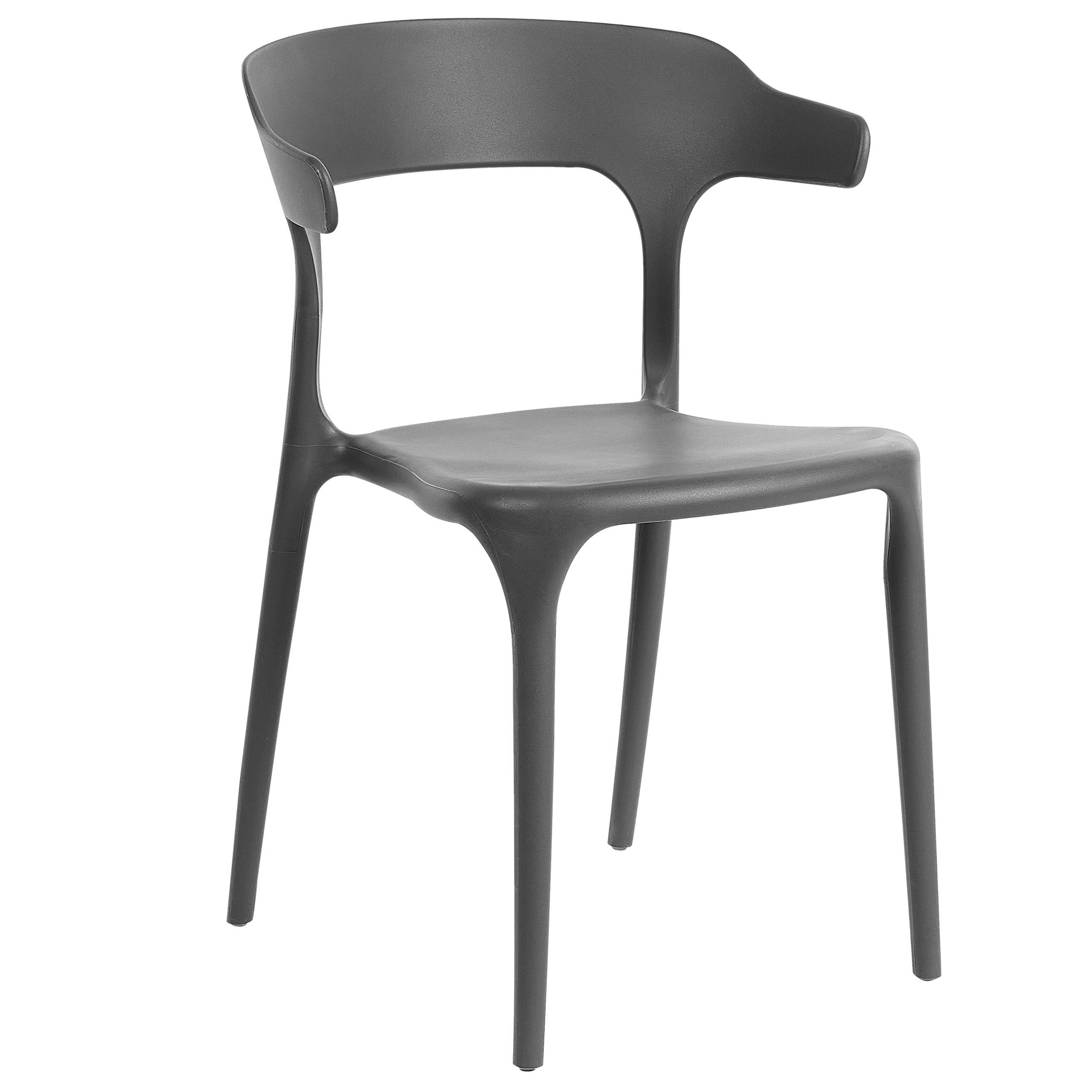 Beliani - Lot 8 Chaises de Salle à Manger Gris Foncé en Plastique Empilables à Demi Accoudoirs pour Intérieur et Extérieur Design Moderne - Imagen 4