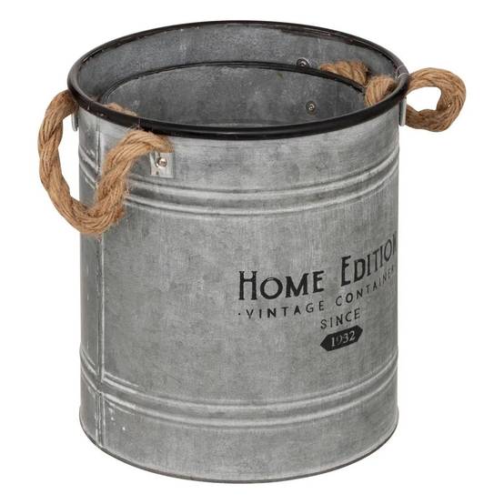 Lot de 2 Pots de fleurs Seau en métal Gris Vintage - Image 4