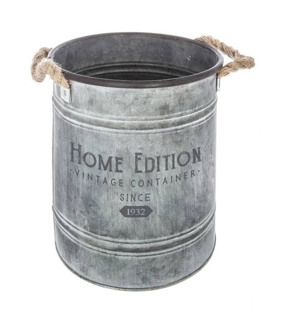 Lot de 2 Pots de fleurs Seau en métal Gris Vintage - Image 3