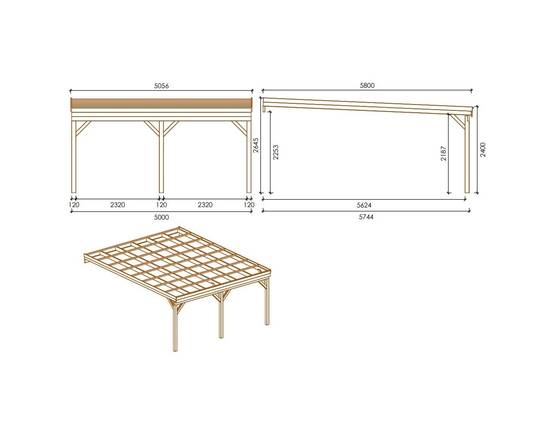 Altanka - Carport, abri de voiture 5.8x5.06 m - 29 m2 - adossé - CAR23 - ALTANKA - Image 2