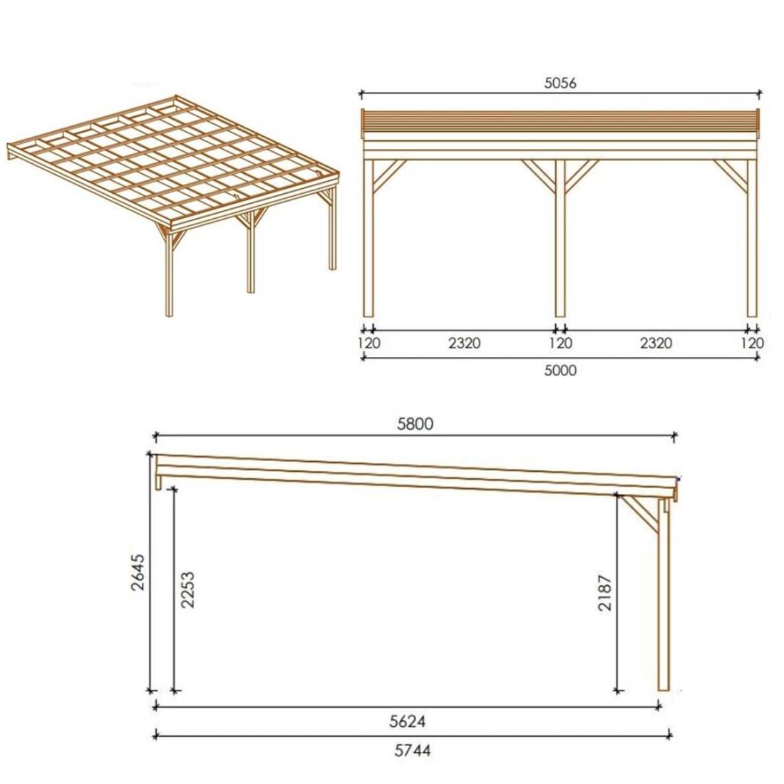 Altanka - Carport, abri de voiture 5.8x5.06 m - 29 m2 - adossé - CAR23 - ALTANKA - Image 3