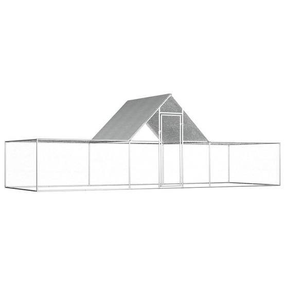 Poulailler enclos 6x2x2m acier galvanisé avec toit de protection Argenté – ComfortXL Outdoor Living - Image 1