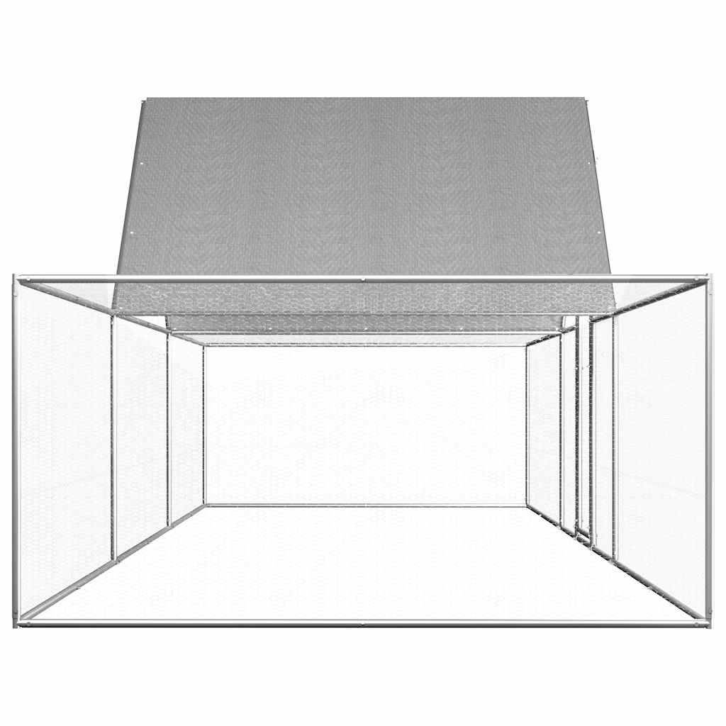 Poulailler enclos 6x2x2m acier galvanisé avec toit de protection Argenté – ComfortXL Outdoor Living - Image 3