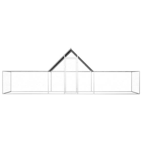 Poulailler enclos 6x2x2m acier galvanisé avec toit de protection Argenté – ComfortXL Outdoor Living - Image 2