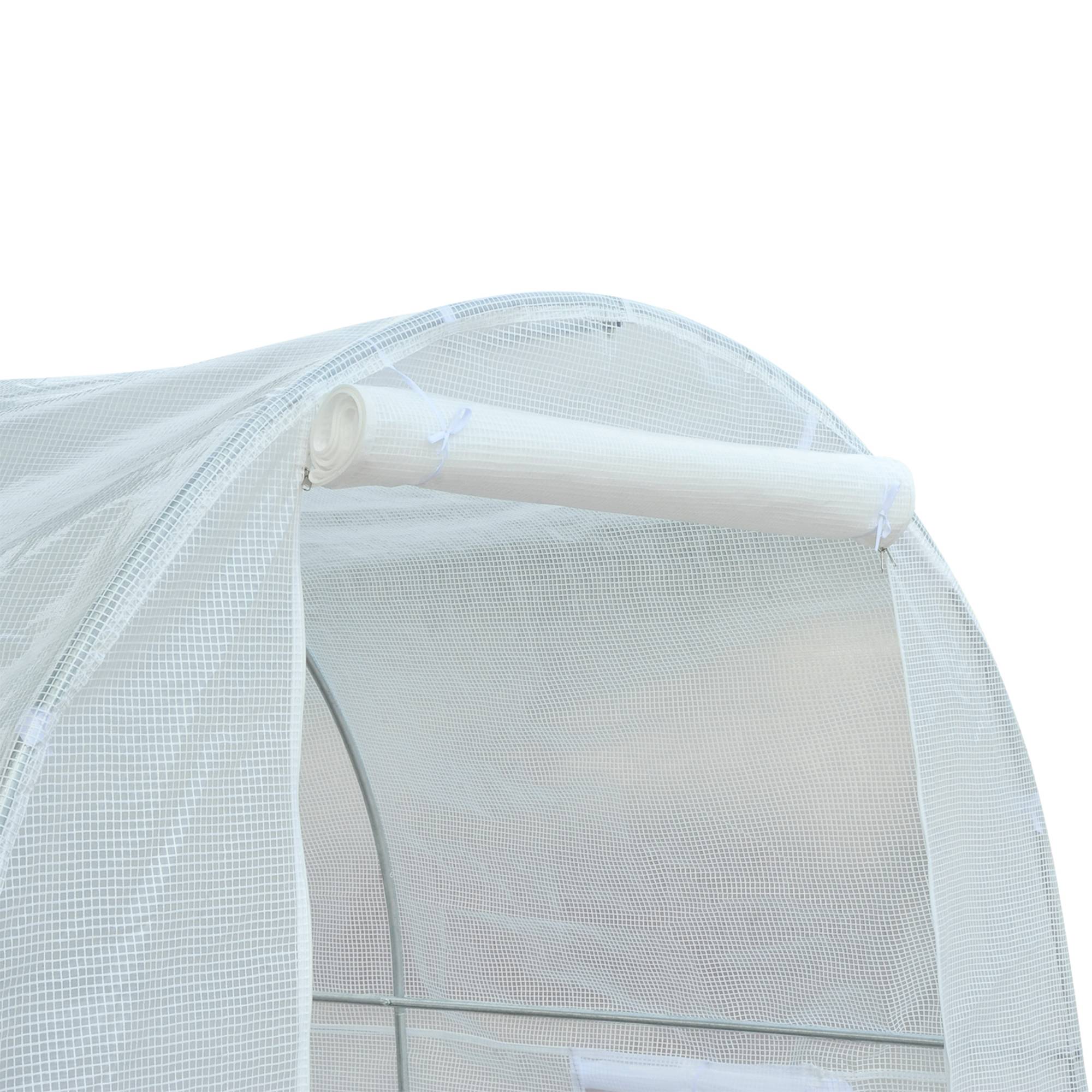 Serre tunnel de jardin 5m², serre de jardin tunnel avec porte et 4 fenêtres, bâche PE 140 g/m² 245 x 200 x 200 cm blanc - Image 9
