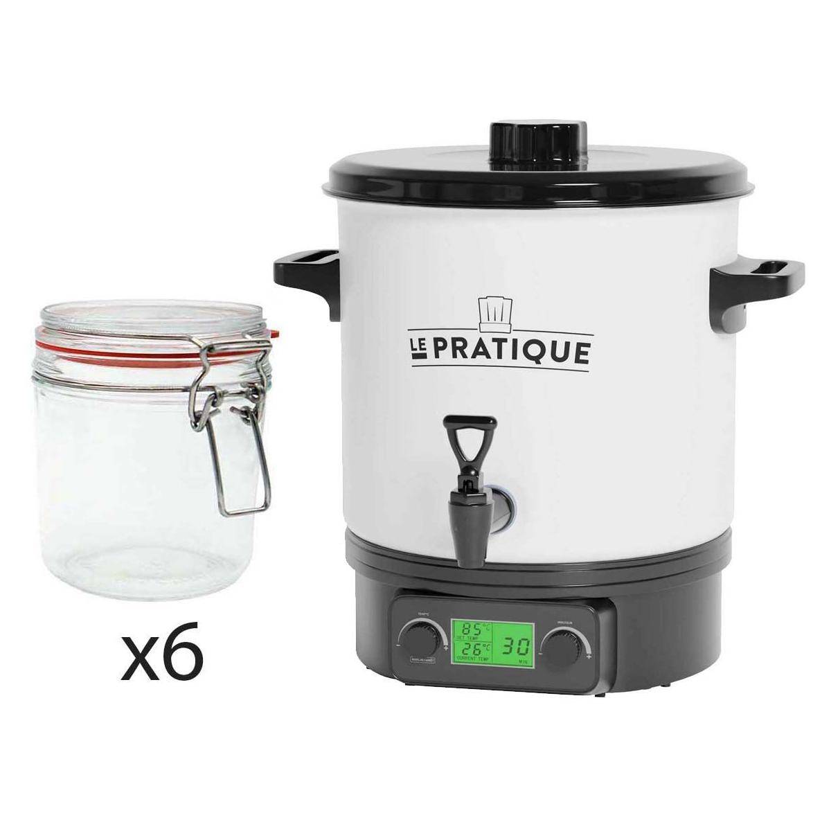 LE PRATIQUE - Stérilisateur automatique en émail écran LCD avec 6 bocaux Stérilisateur + 6 bocaux de 500 ml - Imagen 1