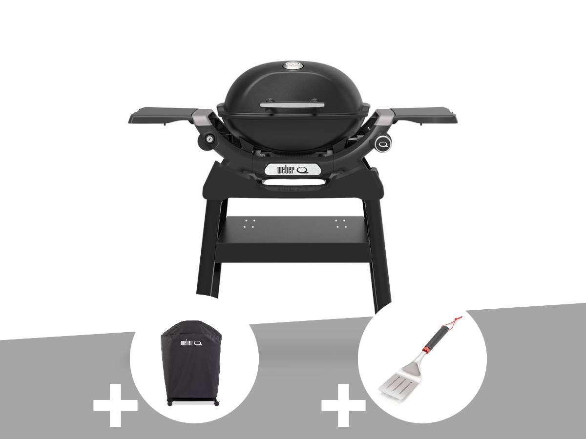 Weber - Barbecue à gaz Q 1200N noir avec pied + Housse + Spatule - Weber - Image 1