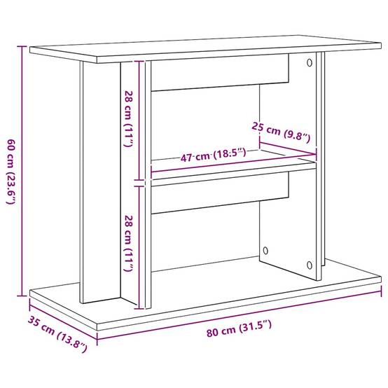 Meuble Aquarium Bois d'Ingénierie Support Rangement 80x35x60cm Chêne Fumé - ComfortXL Outdoor Living - Image 8