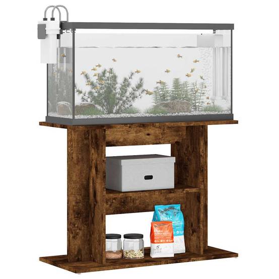Meuble Aquarium Bois d'Ingénierie Support Rangement 80x35x60cm Chêne Fumé - ComfortXL Outdoor Living - Image 3