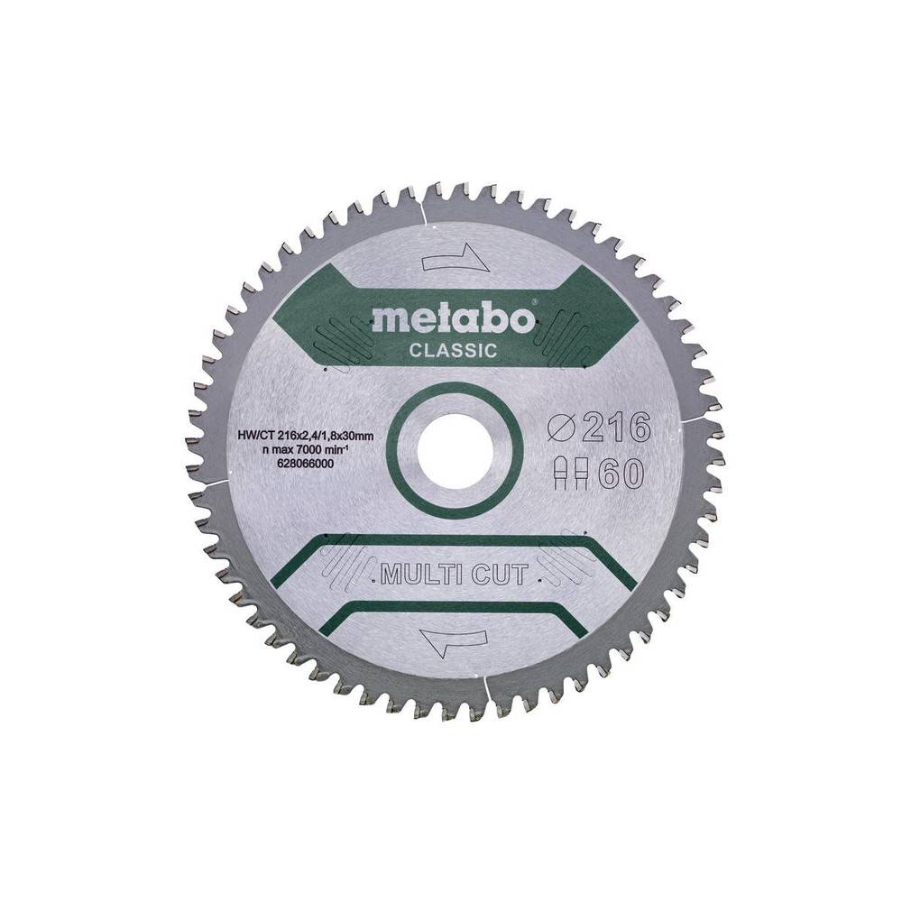 Metabo - Lame de scie circ. Classic "MultiCut" HW/CT 216x30,60 FZ/TZ -5°