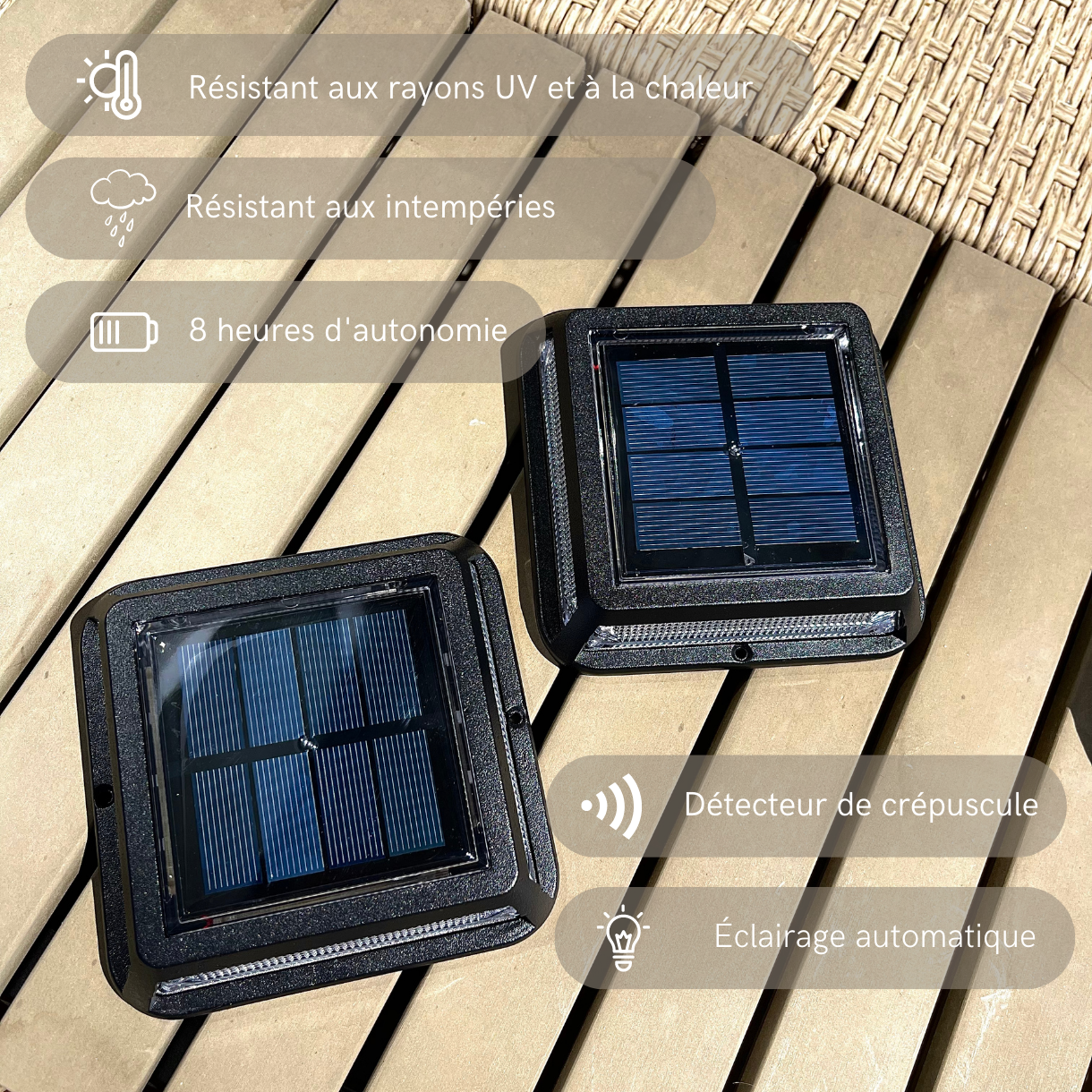 Lumisky - Lot de 2 balise solaires QUADRY Noir Aluminium D12cm - Imagen 9