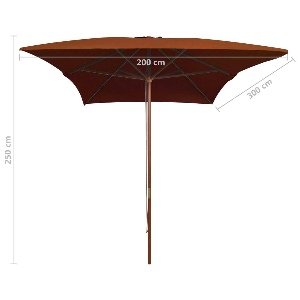 Helloshop26 - Parasol d'extérieur avec mât en bois 200 x 300 cm orange - Imagen 6