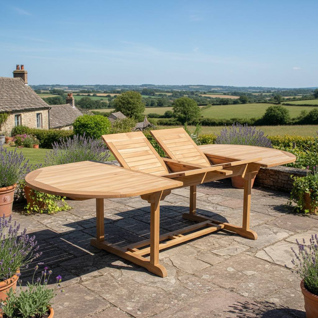 Teck'Attitude - Table extensible ovale teck massif 12 places Florence - TECK'Attitude - Imagen 5