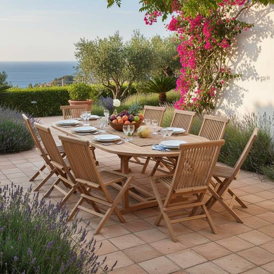 Teck'Attitude - Table extensible ovale teck massif 12 places Florence - TECK'Attitude - Imagen 4