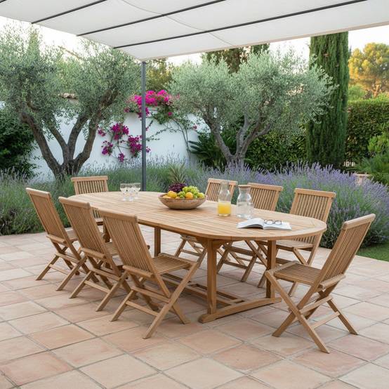 Teck'Attitude - Table extensible ovale teck massif 12 places Florence - TECK'Attitude - Imagen 6