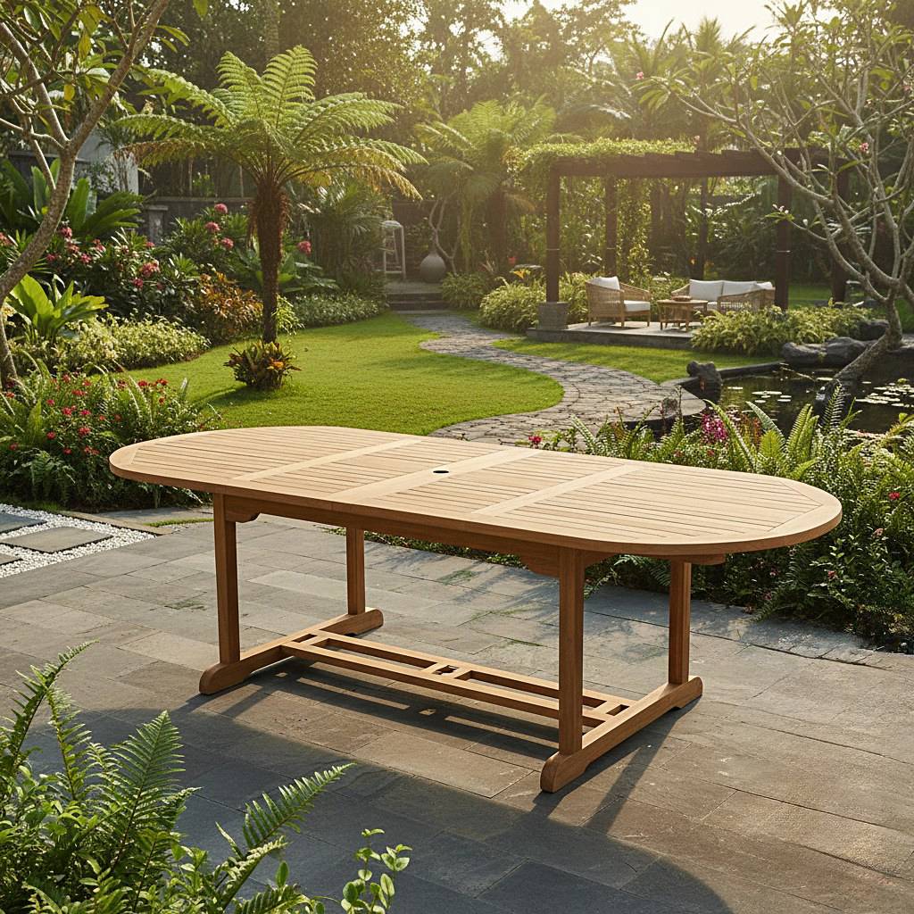 Teck'Attitude - Table extensible ovale teck massif 12 places Florence - TECK'Attitude - Imagen 2