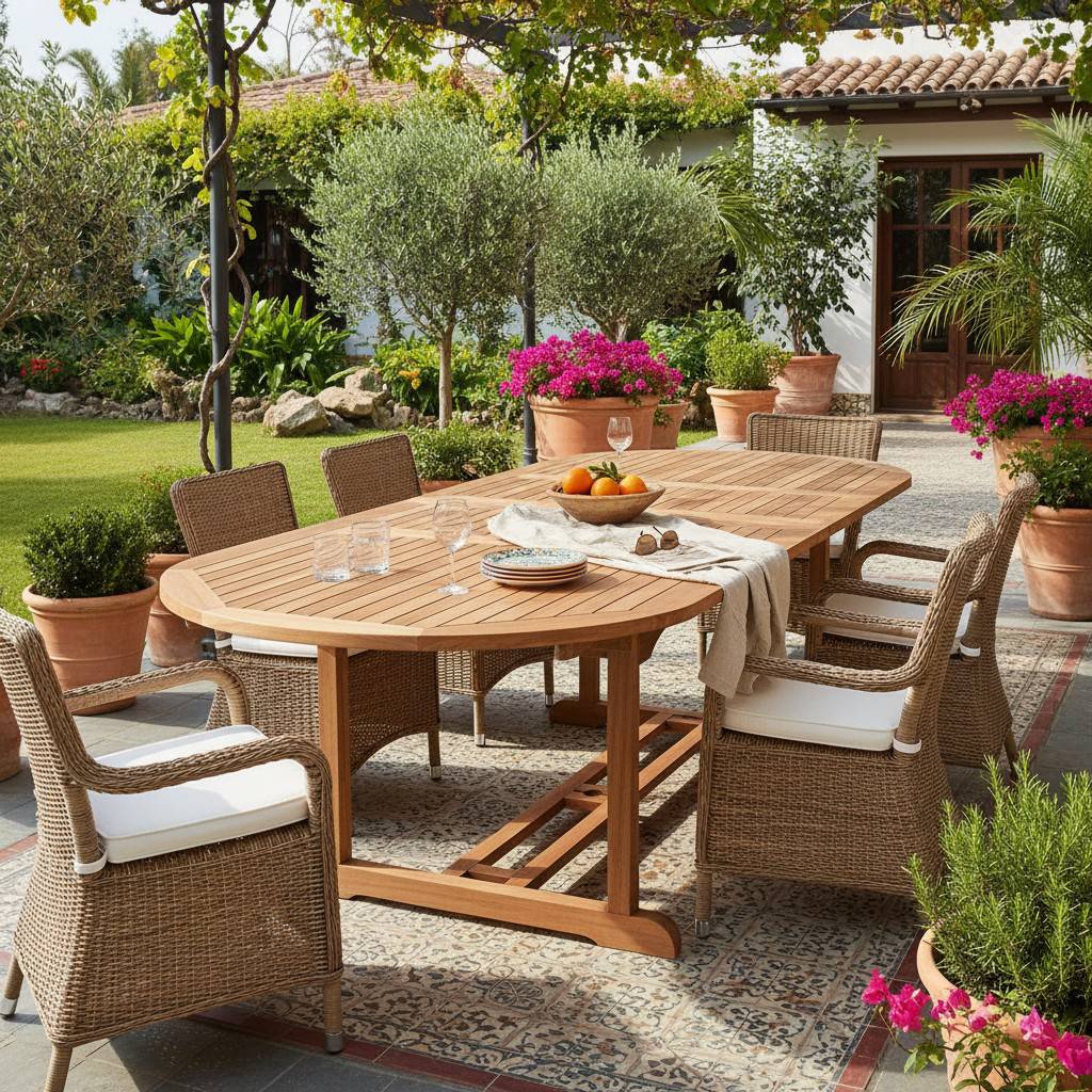 Teck'Attitude - Table extensible ovale teck massif 12 places Florence - TECK'Attitude - Imagen 8