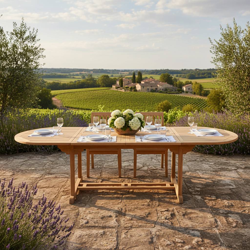 Teck'Attitude - Table extensible ovale teck massif 12 places Florence - TECK'Attitude - Imagen 7