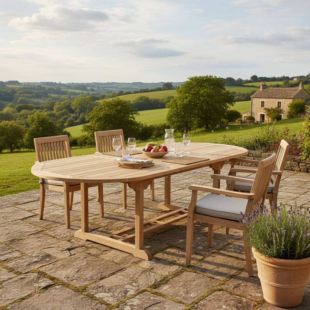 Teck'Attitude - Table extensible ovale teck massif 12 places Florence - TECK'Attitude - Imagen 3