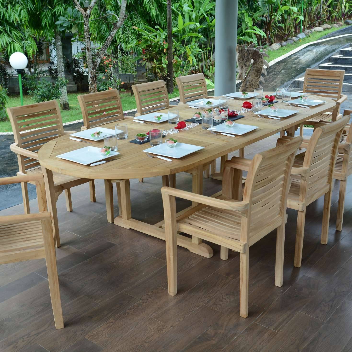 Table extensible ovale teck massif 12 places Florence - TECK'Attitude - Imagen 2