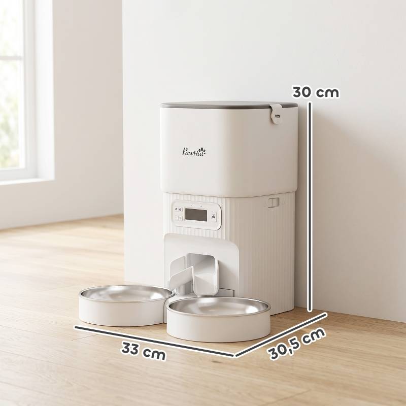 ComfortXL - Distributeur croquettes acier inoxydable chats chiens programmable 4L blanc - ComfortXL Outdoor Living - Image 3