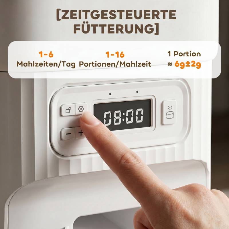 ComfortXL - Distributeur croquettes acier inoxydable chats chiens programmable 4L blanc - ComfortXL Outdoor Living - Image 5