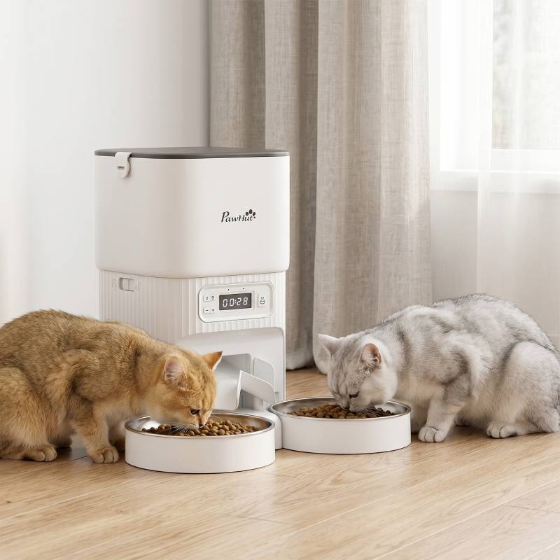 ComfortXL - Distributeur croquettes acier inoxydable chats chiens programmable 4L blanc - ComfortXL Outdoor Living - Image 2