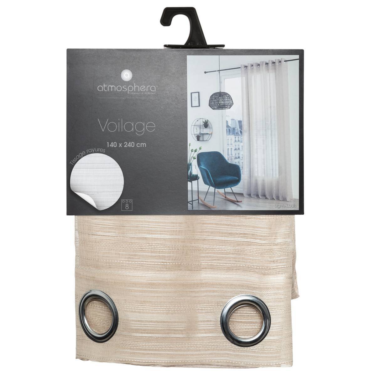 Atmosphera - Voilage "Louis" beige 140x240cm - Atmosphera Créateur d'intérieur - Imagen 5