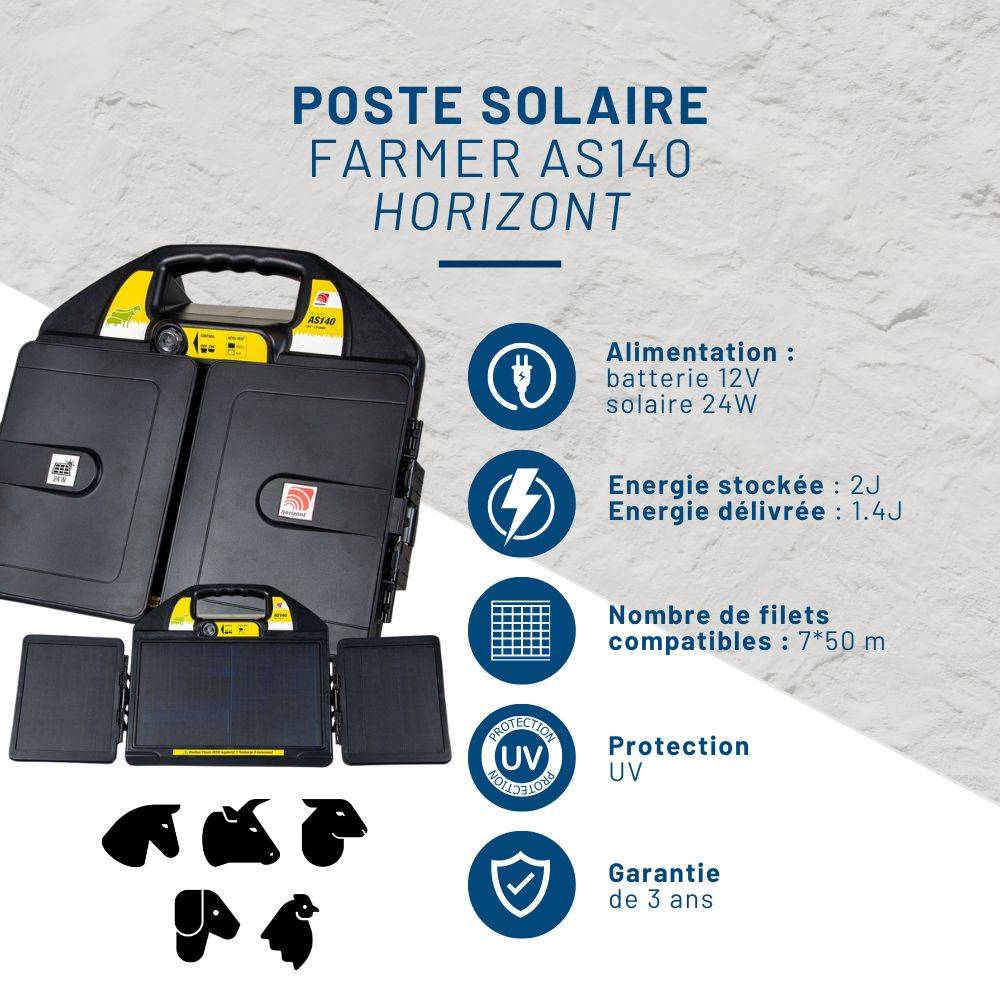 Horizont - Kit clôture pour moutons filet 50m poste solaire - Imagen 2