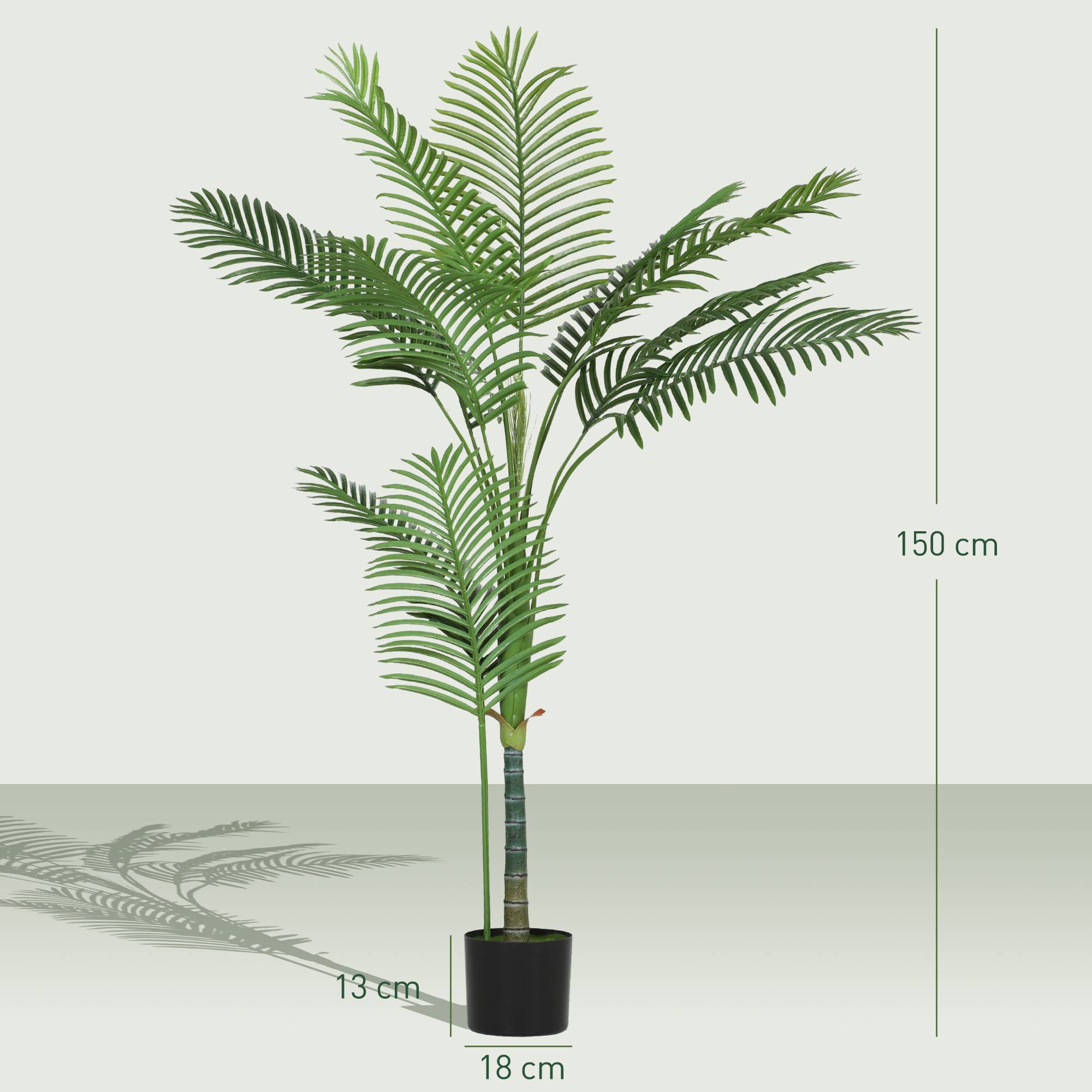 Plante artificielle intérieure 150 cm, palmier arbre artificiel avec pot en plastique et flocage, vert - Image 5