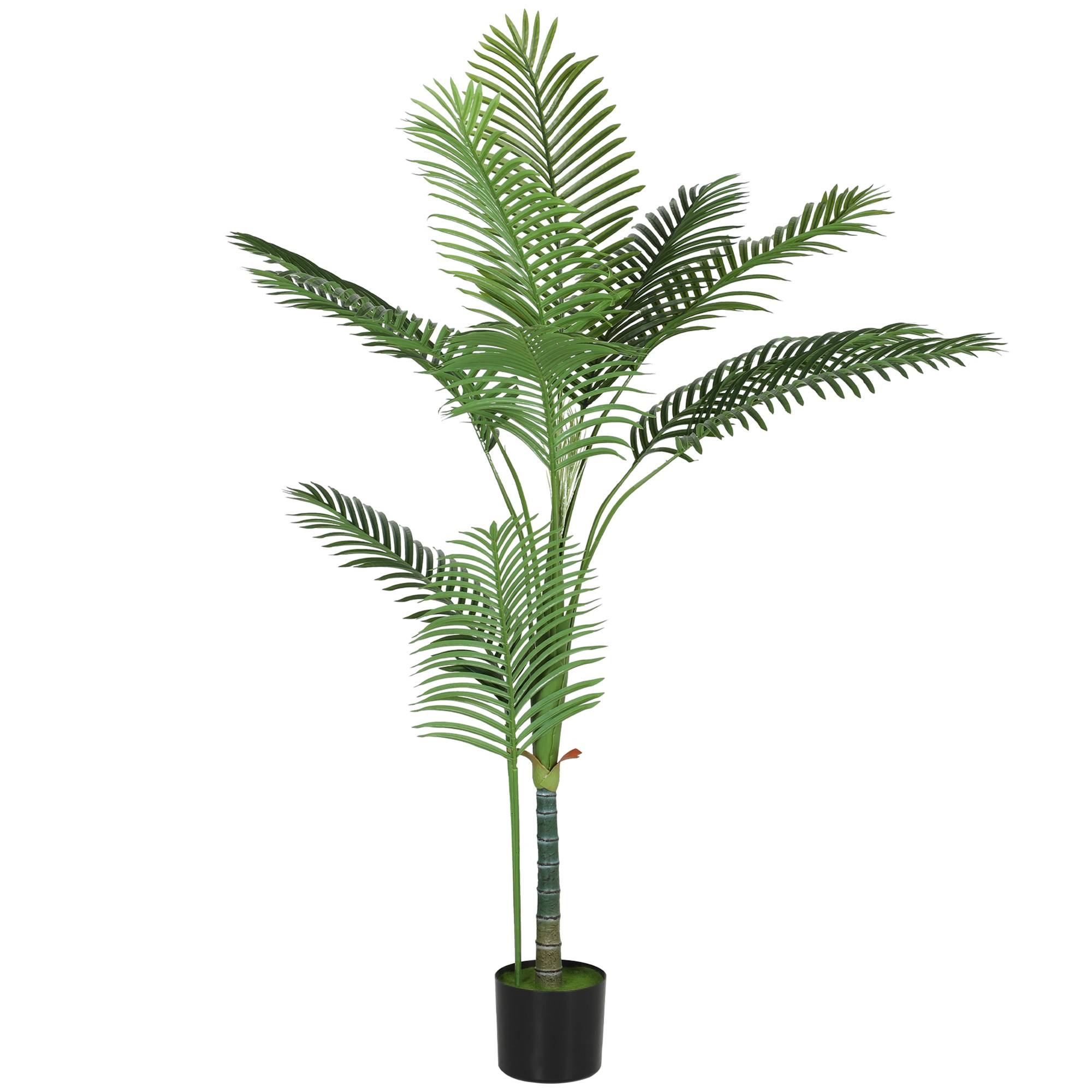 Plante artificielle intérieure 150 cm, palmier arbre artificiel avec pot en plastique et flocage, vert - Image 2