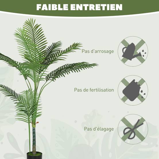 Plante artificielle intérieure 150 cm, palmier arbre artificiel avec pot en plastique et flocage, vert - Image 8