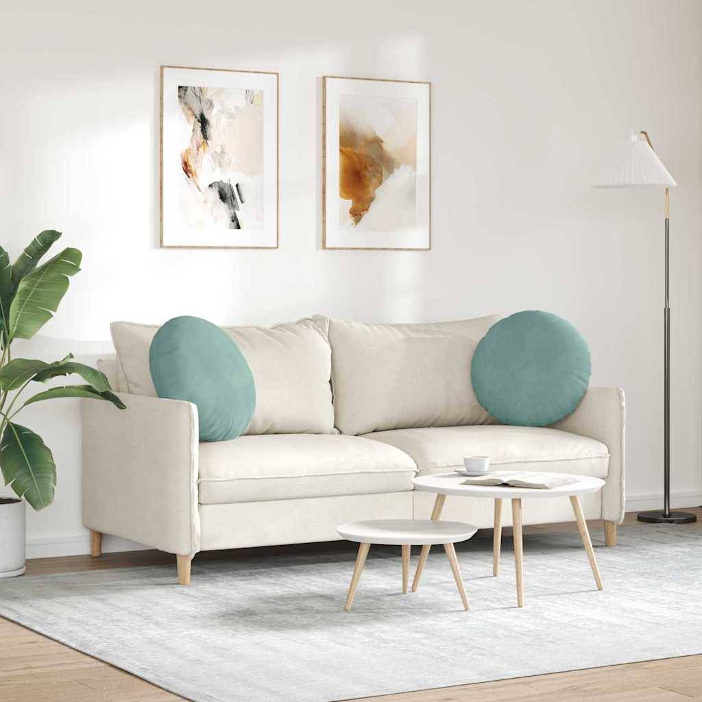 Lot de 2 Coussins de Siège Ronds Velours Décoratif Déhoussable pour Salon Vert Mer Ø 40 x 13 cm – ComfortXL Outdoor Living - Image 4