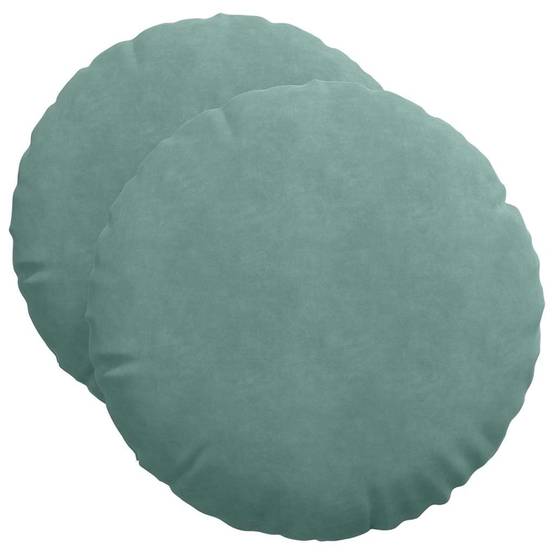 Lot de 2 Coussins de Siège Ronds Velours Décoratif Déhoussable pour Salon Vert Mer Ø 40 x 13 cm – ComfortXL Outdoor Living - Image 2