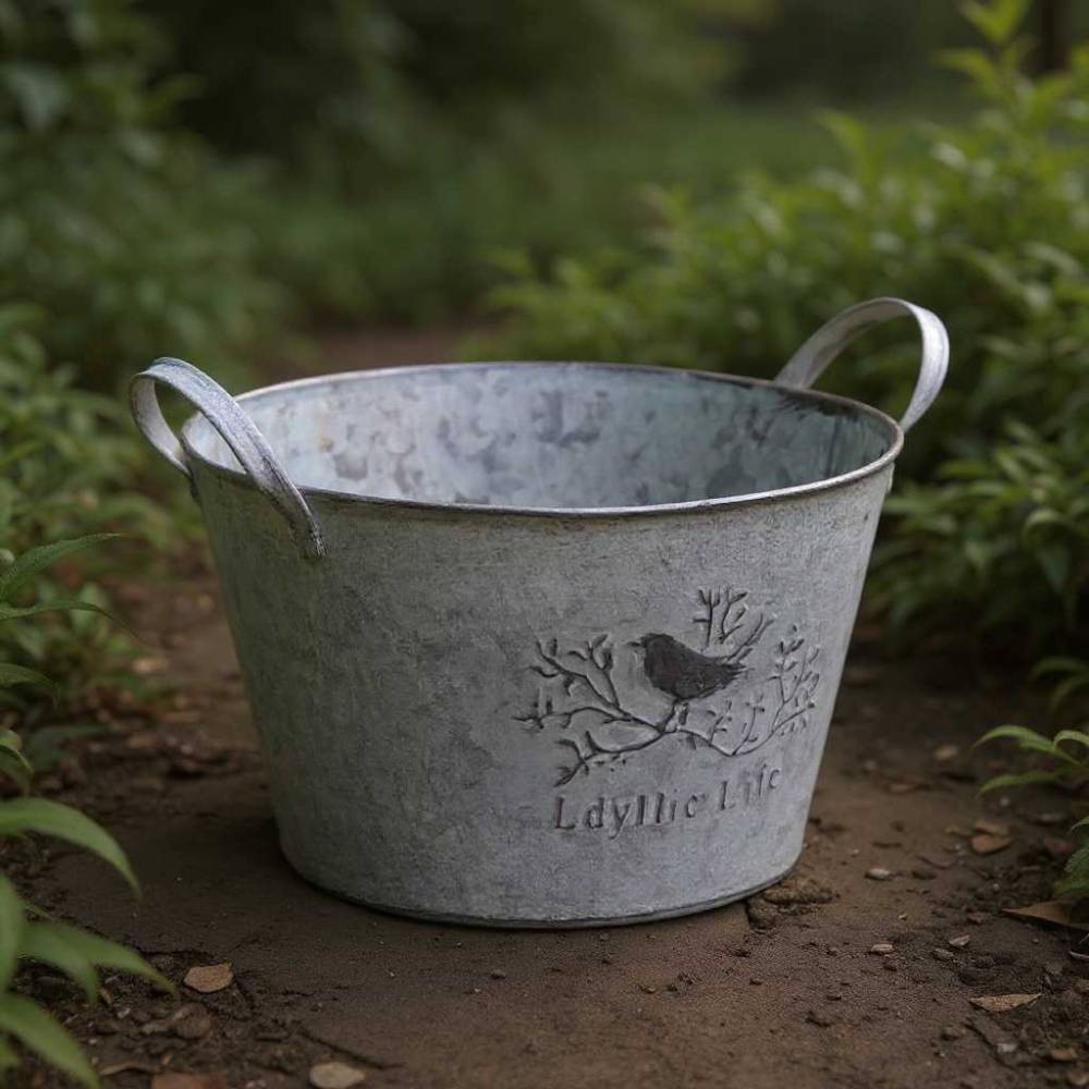 Aubry Gaspard - Jardinière ronde Métal patiné 23 cm - Aubry Gaspard - Imagen 2