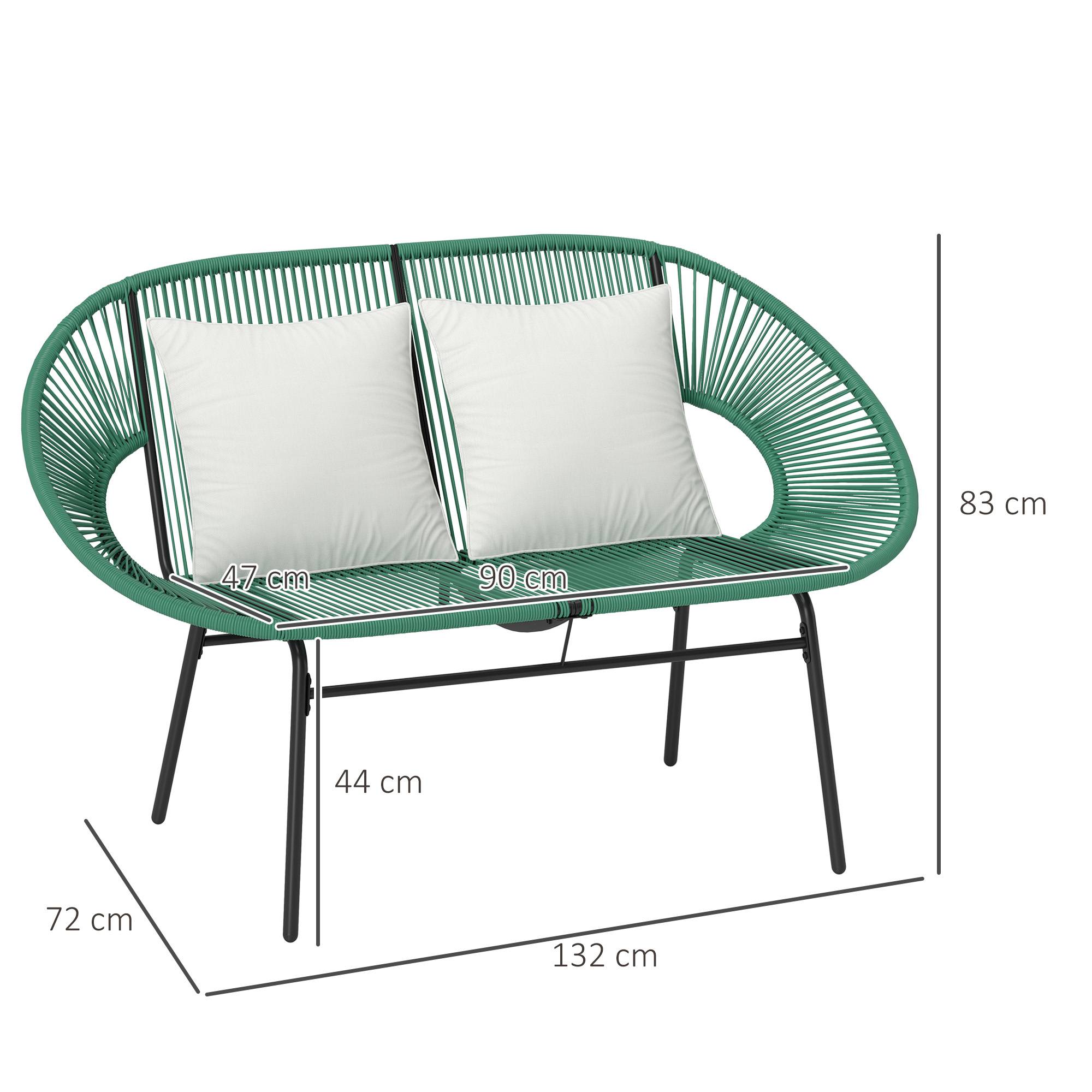 Banc de jardin 2 places cordage résine balcon détente coussins inclus vert foncé - ComfortXL Outdoor Living - Image 5