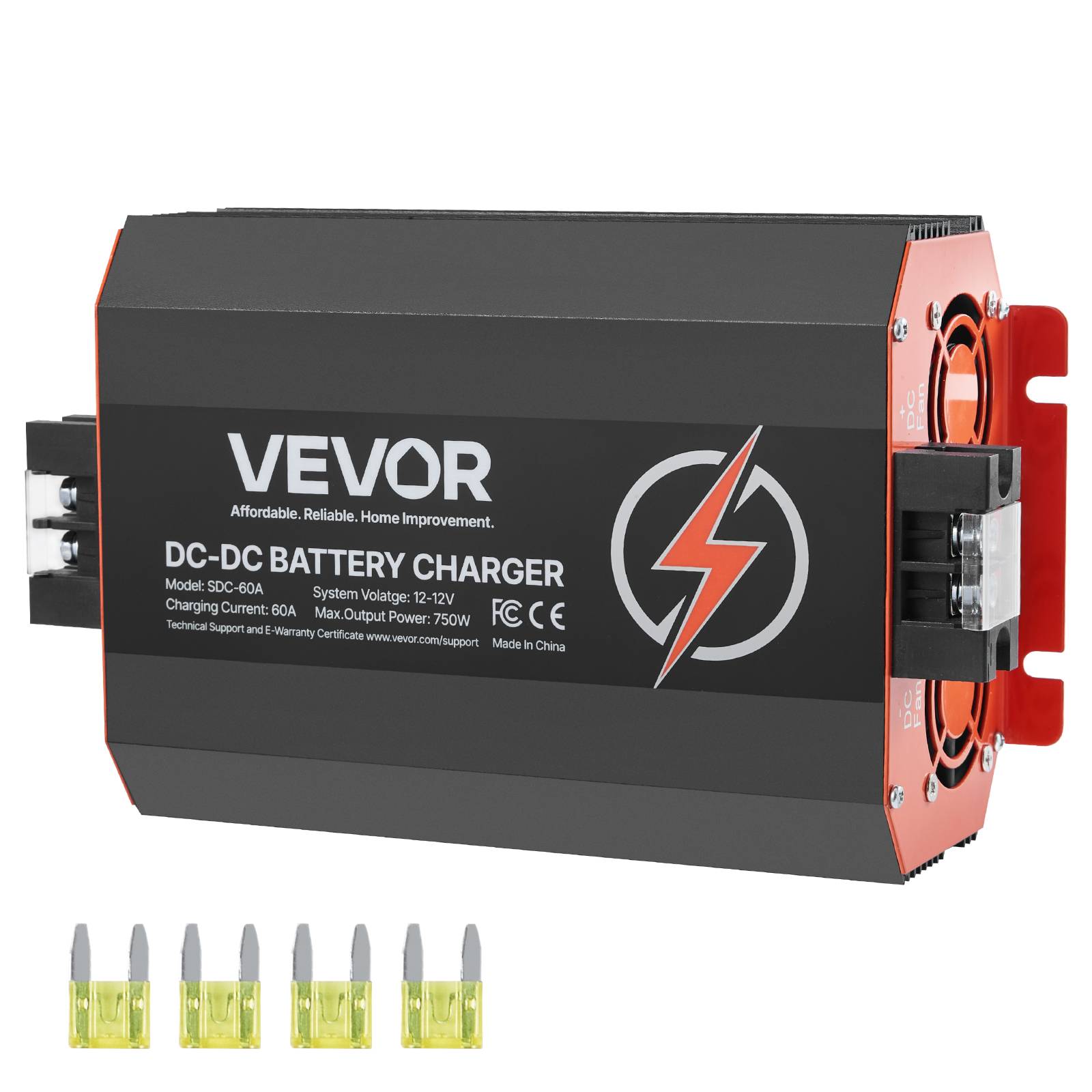 VEVOR Chargeur batterie CC-CC 12 V 60 A, 750 W, plomb, lithium, AGM. - Image 1