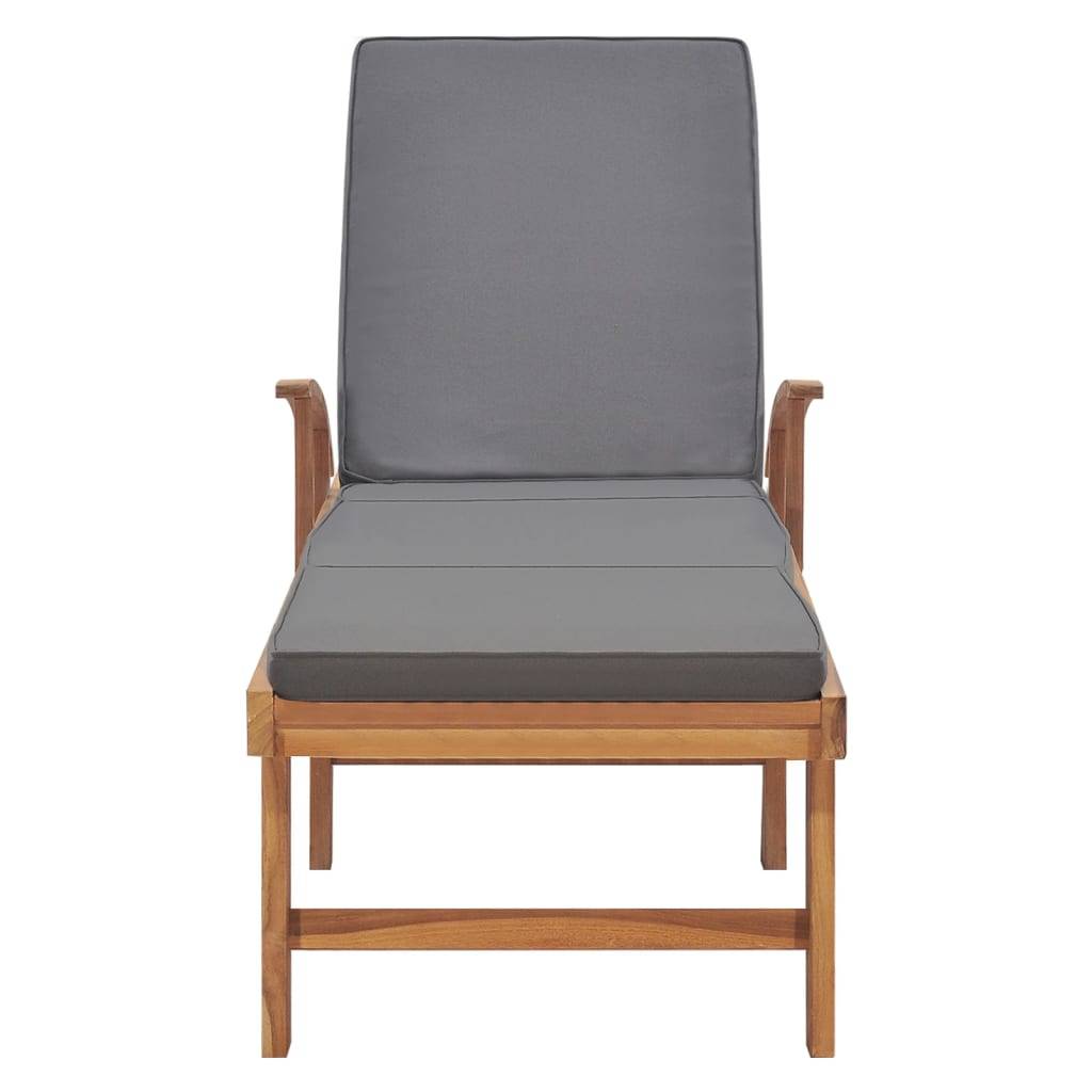 Helloshop26 - Transat chaise longue bain de soleil lit de jardin terrasse meuble d'extérieur avec coussin bois de teck solide gris foncé - Imagen 4