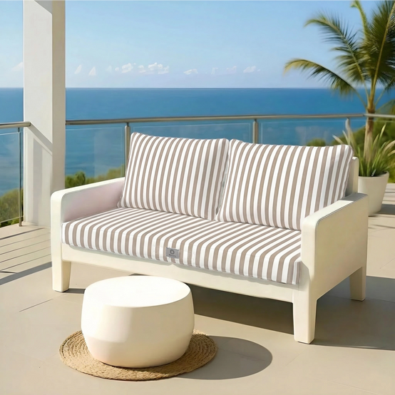 Coussins pour salon de jardin déhoussable 120x60cm Rayure beige - Déco arts - Image 2