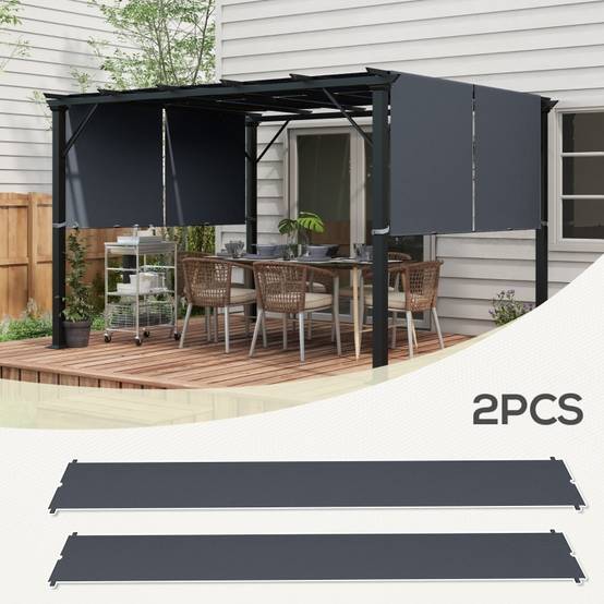 Toile de rechange pergola polyester pour tonnelle 3x3m protection UV gris foncé - ComfortXL Outdoor Living - Image 4