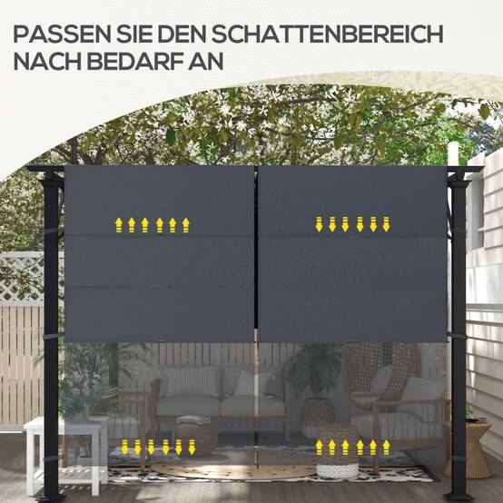 Toile de rechange pergola polyester pour tonnelle 3x3m protection UV gris foncé - ComfortXL Outdoor Living - Image 7