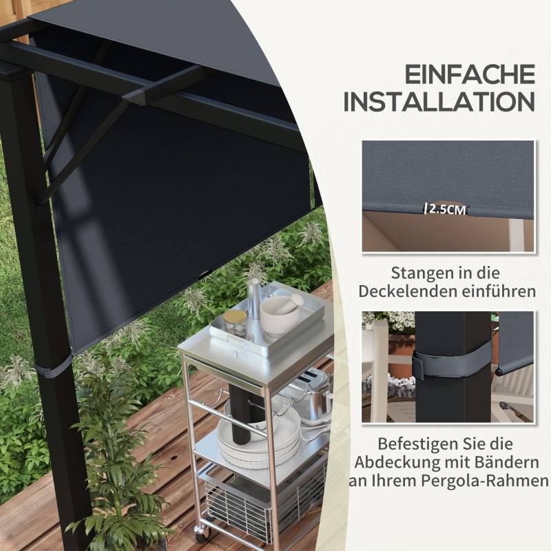 Toile de rechange pergola polyester pour tonnelle 3x3m protection UV gris foncé - ComfortXL Outdoor Living - Image 6