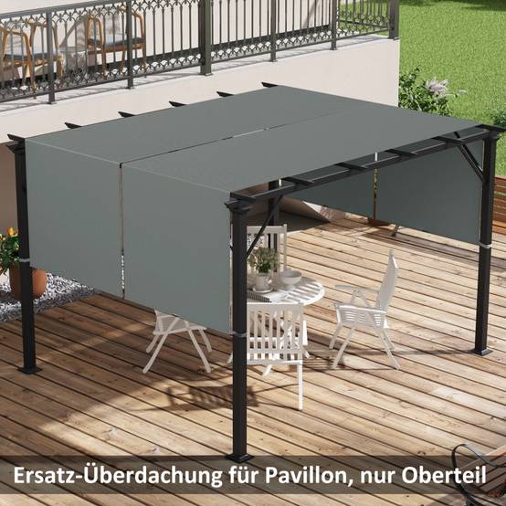 Toile de rechange pergola polyester pour tonnelle 3x3m protection UV gris foncé - ComfortXL Outdoor Living - Image 2