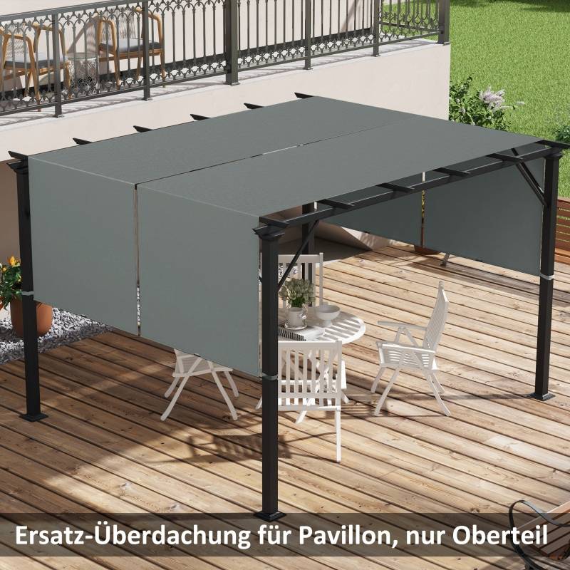 Toile de rechange pergola polyester pour tonnelle 3x3m protection UV gris foncé - ComfortXL Outdoor Living - Image 2