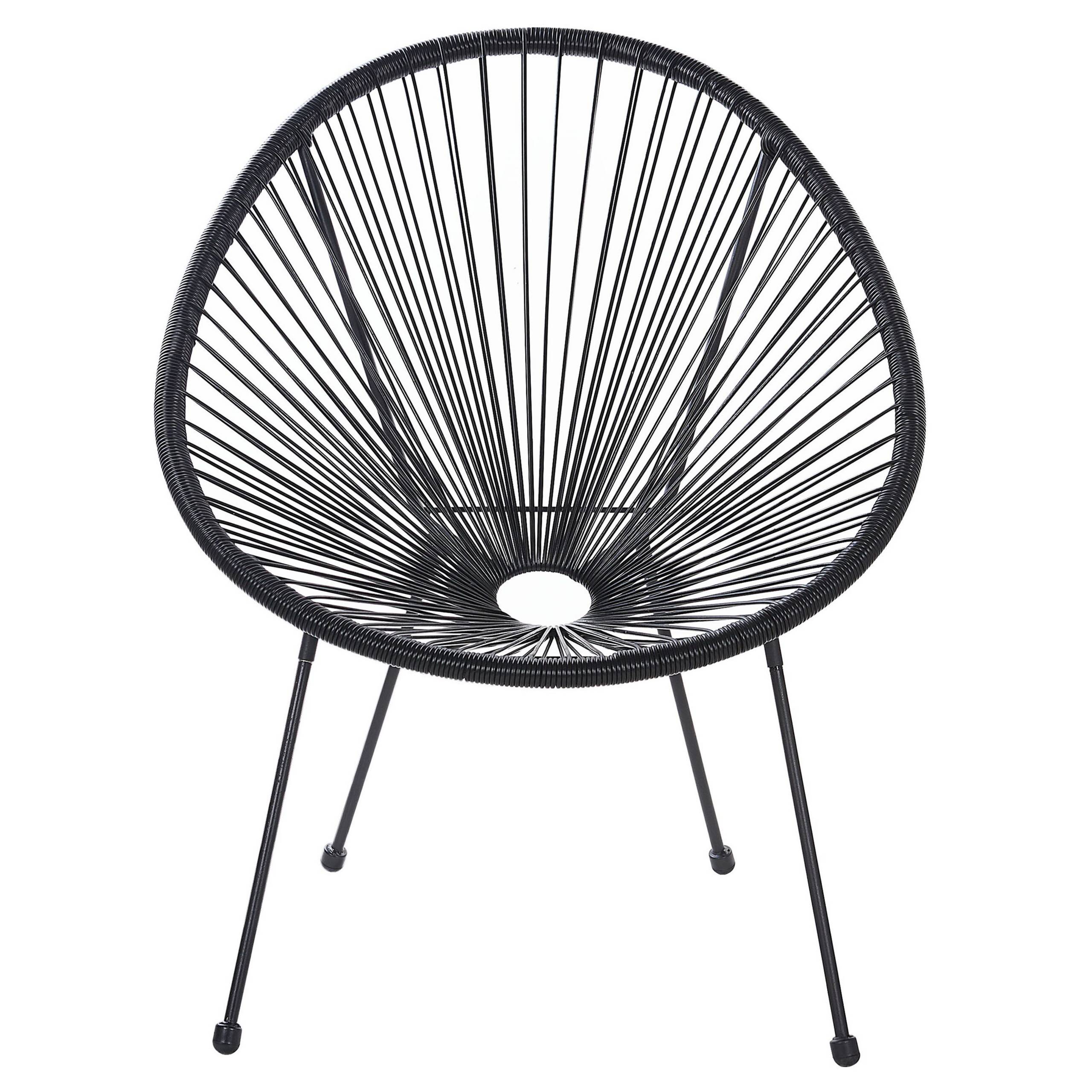 Beliani - Ensemble de Salon ou Jardin 2 Chaises Fauteuils Type Spaghetti et Petite Table Basse en Rotin PE Noir et Acier Design Industriel Tendance Beliani - Imagen 7