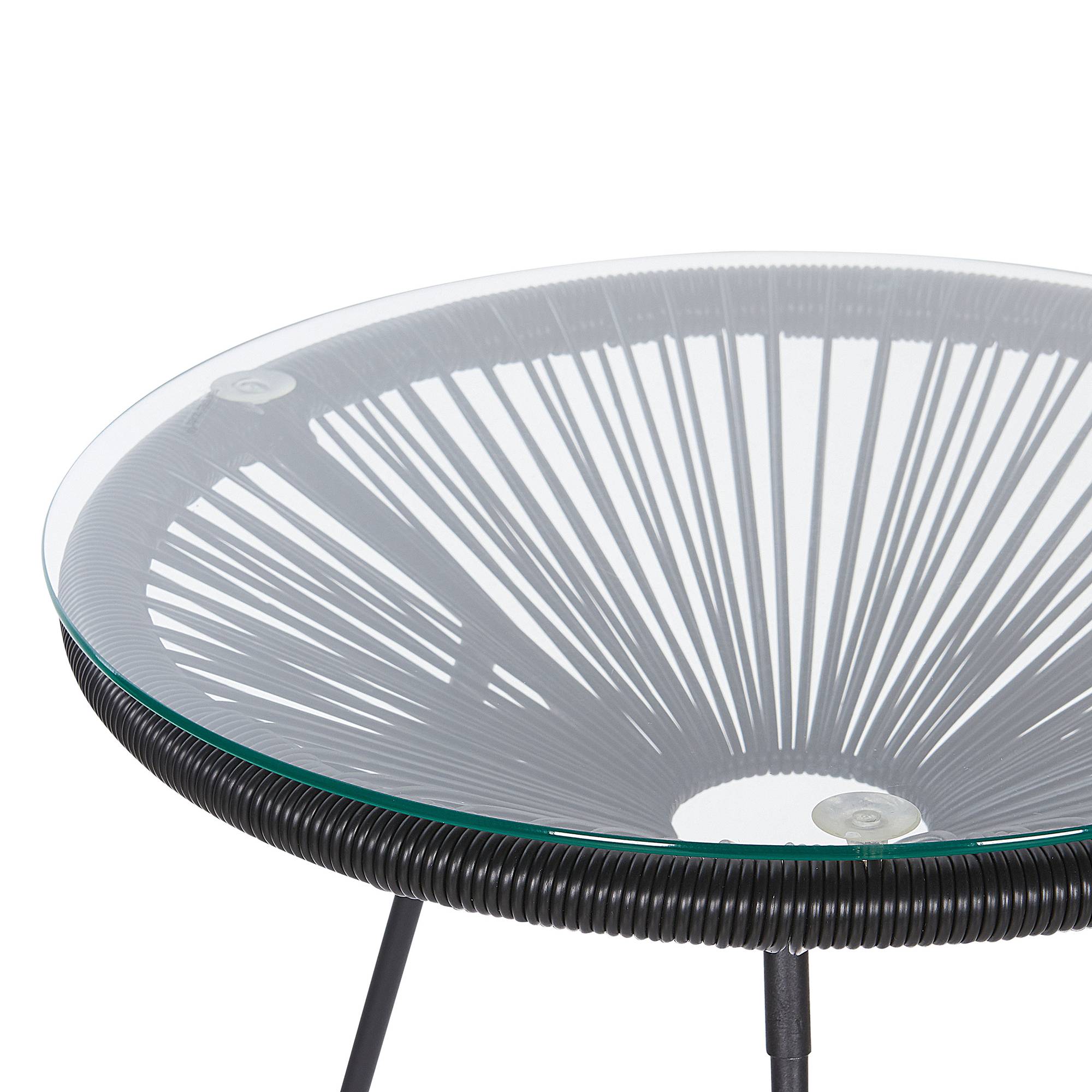 Beliani - Ensemble de Salon ou Jardin 2 Chaises Fauteuils Type Spaghetti et Petite Table Basse en Rotin PE Noir et Acier Design Industriel Tendance Beliani - Imagen 5