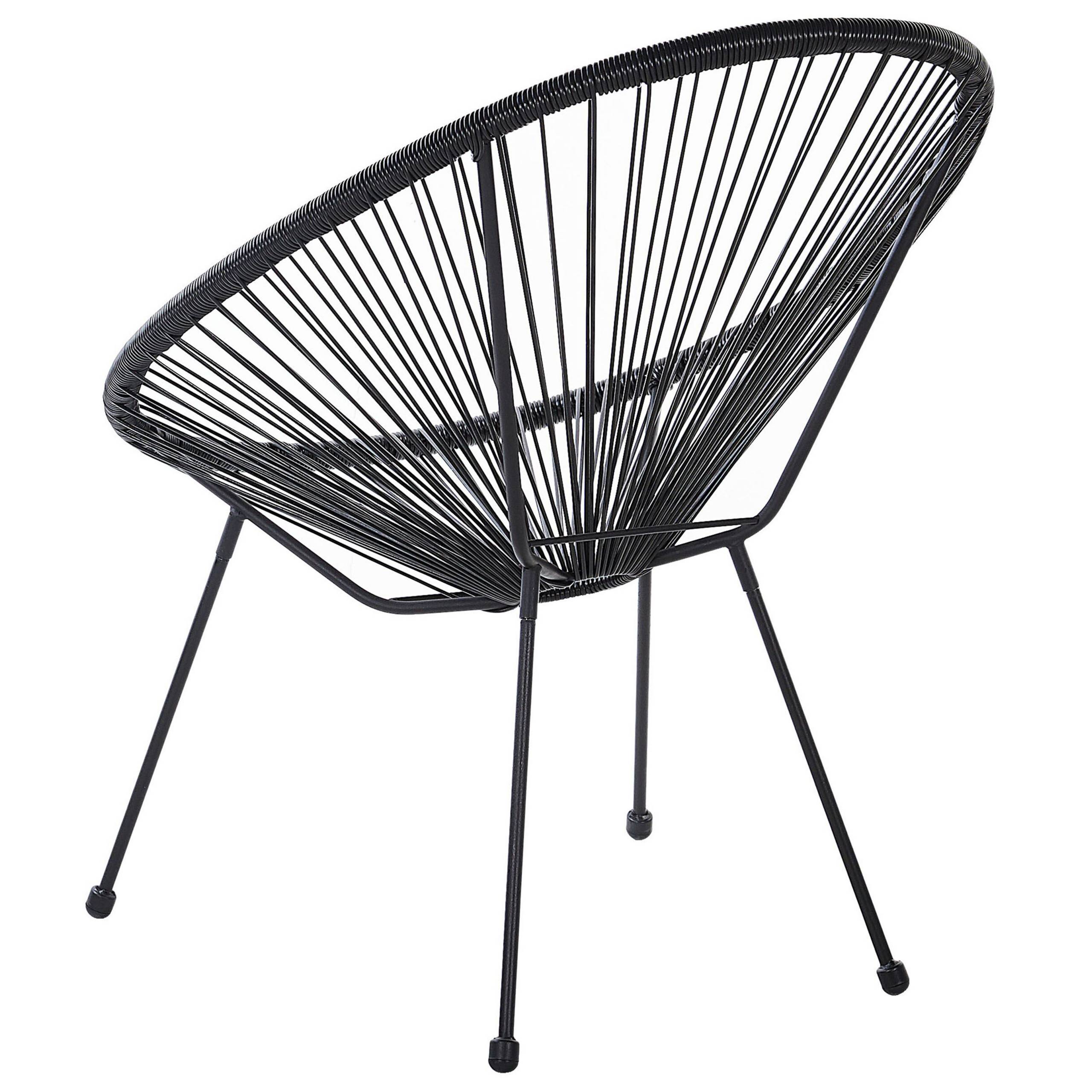 Beliani - Ensemble de Salon ou Jardin 2 Chaises Fauteuils Type Spaghetti et Petite Table Basse en Rotin PE Noir et Acier Design Industriel Tendance Beliani - Imagen 8