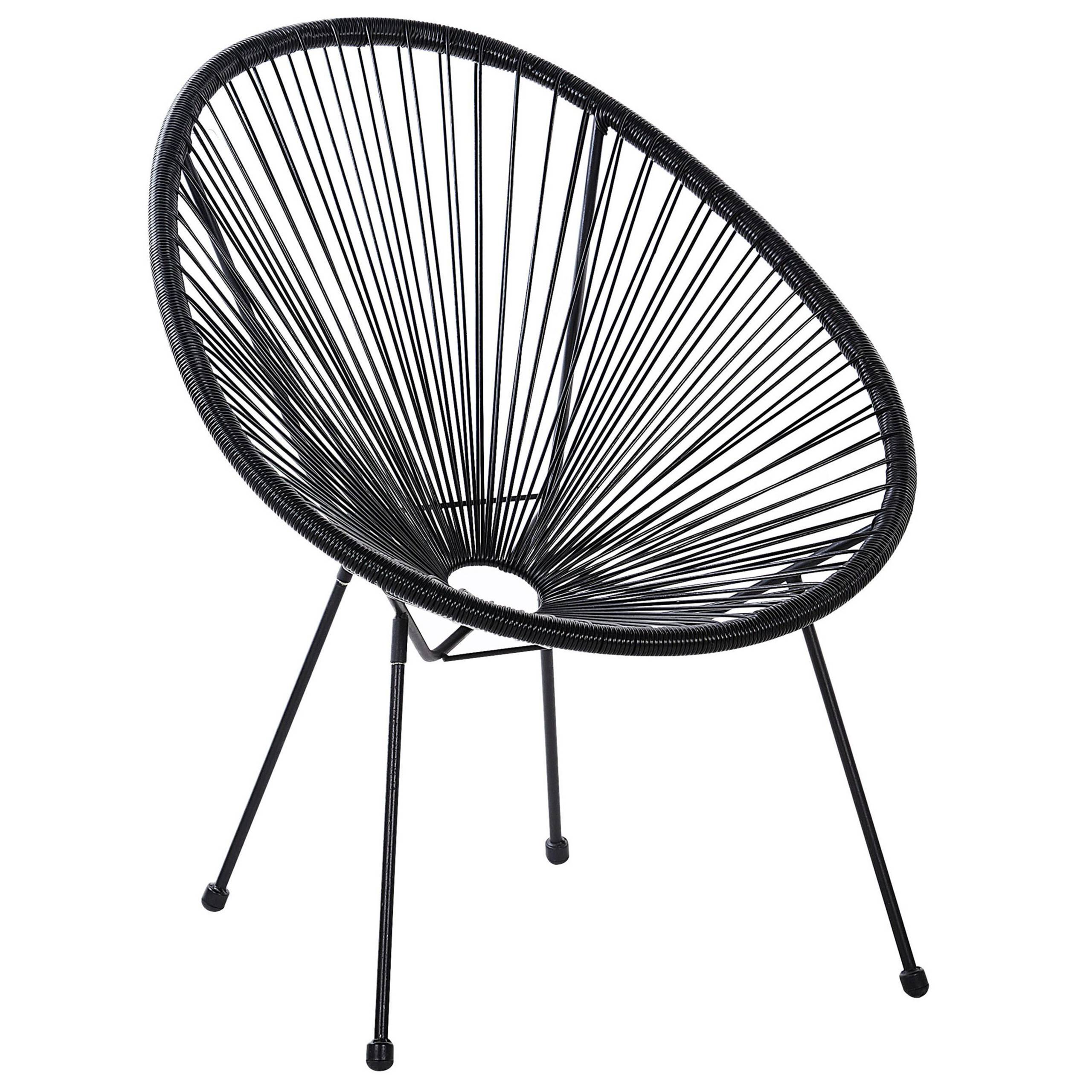 Beliani - Ensemble de Salon ou Jardin 2 Chaises Fauteuils Type Spaghetti et Petite Table Basse en Rotin PE Noir et Acier Design Industriel Tendance Beliani - Imagen 6
