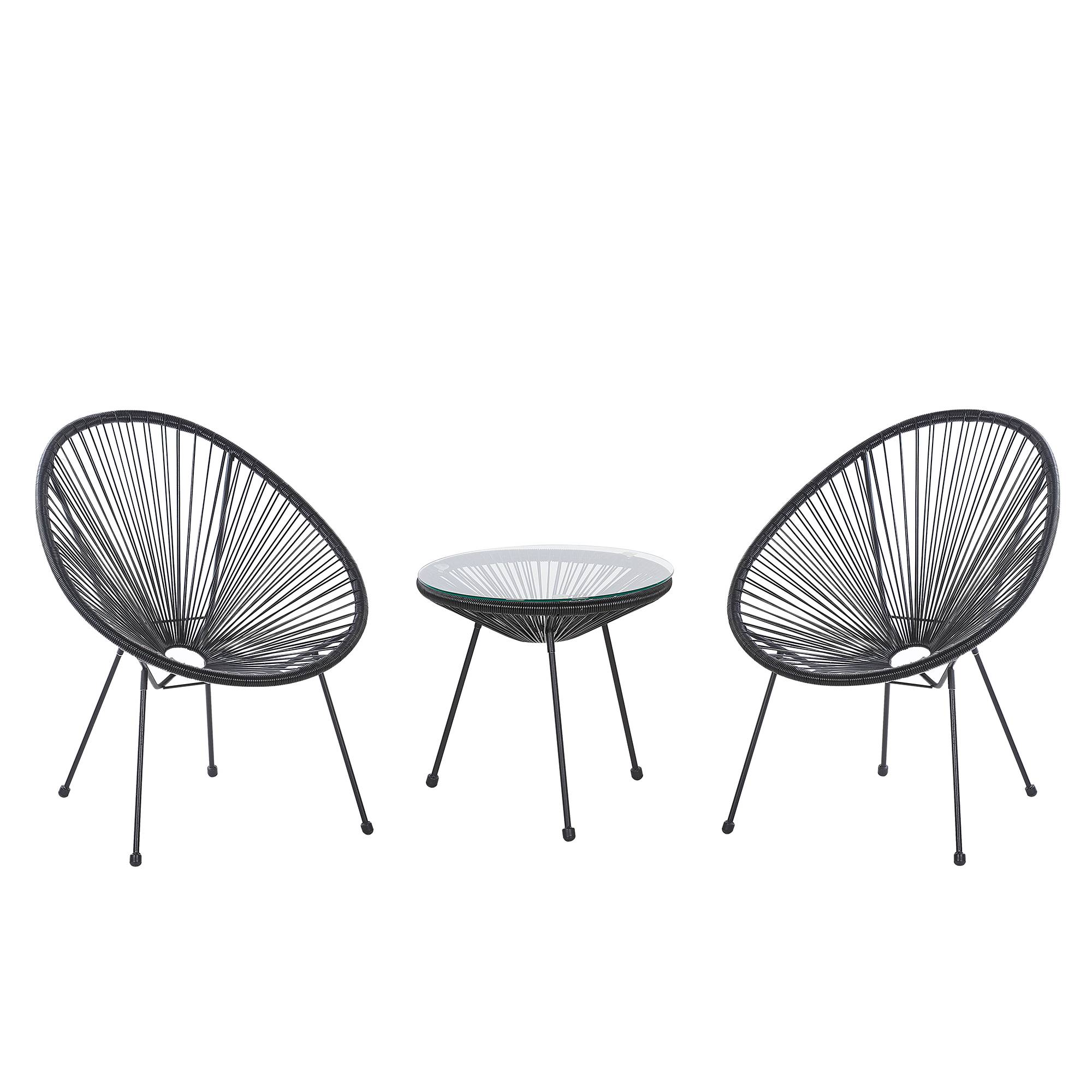 Beliani - Ensemble de Salon ou Jardin 2 Chaises Fauteuils Type Spaghetti et Petite Table Basse en Rotin PE Noir et Acier Design Industriel Tendance Beliani - Imagen 1