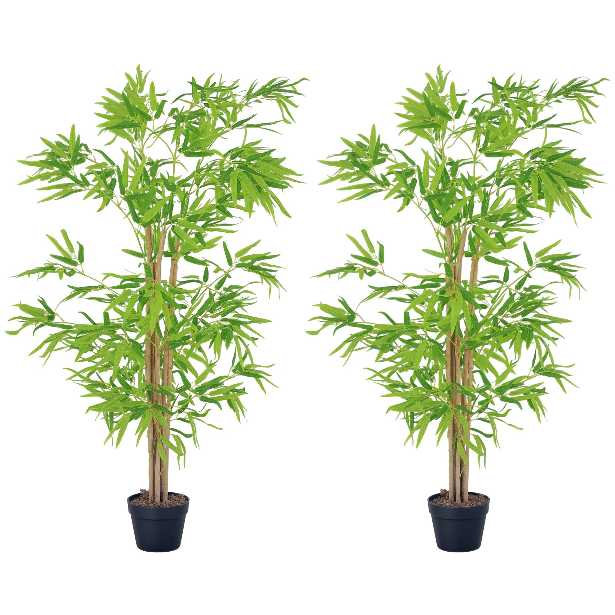 Lot de 2 bambous artificiels plastique vert et noir 17 x 17 x 150 cm - PANGIVO - Image 1
